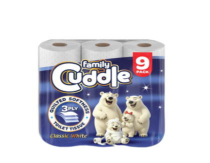 Family Cuddle 3 Ply Toilet Tissue 9 Pack – Classic