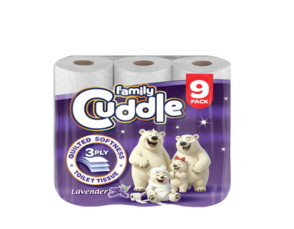 Family Cuddle 3 Ply Toilet Tissue 9 Pack – Lavender