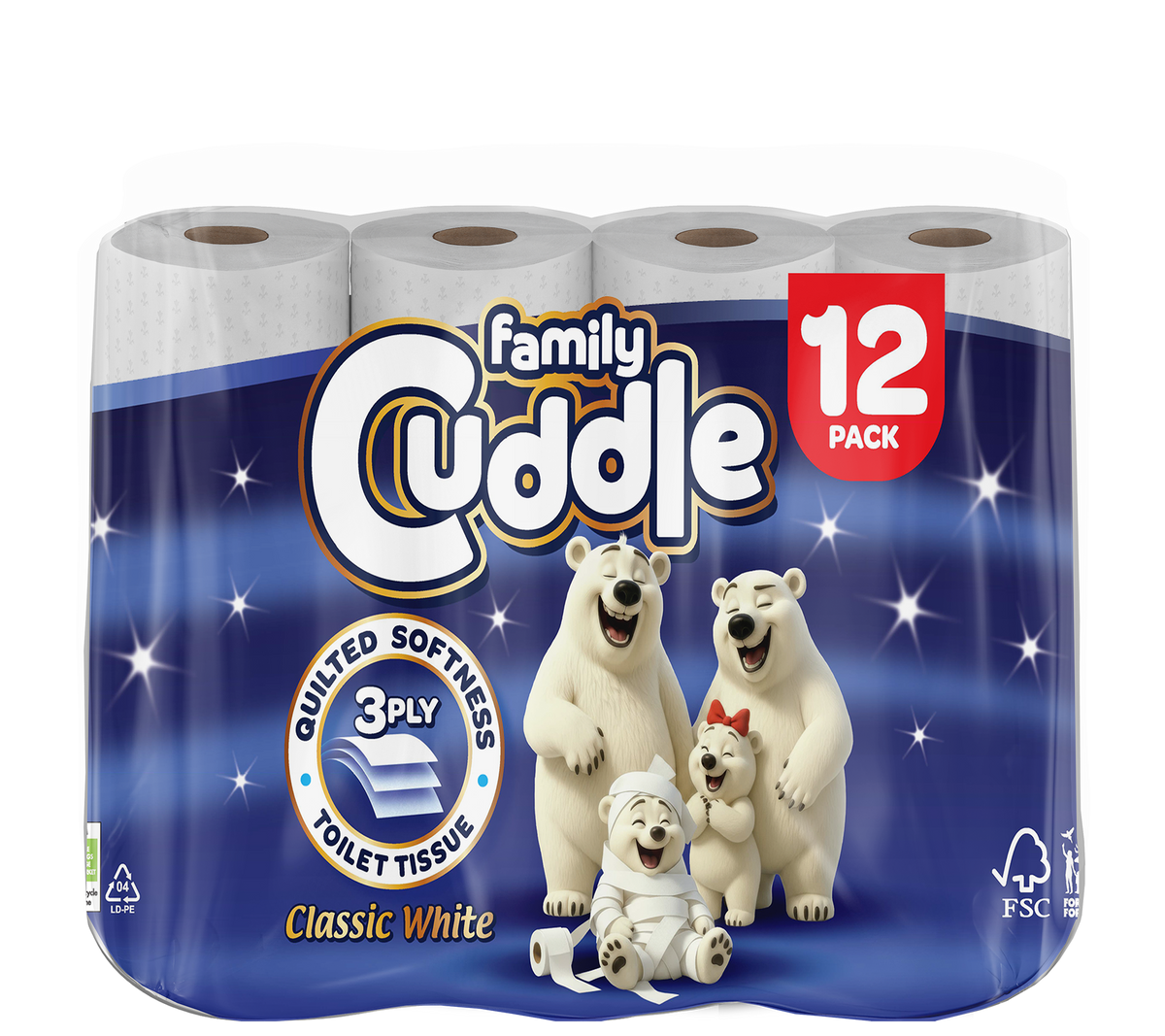Family Cuddle 3 Ply 12 Pack toilet tissue by Midland Tissue Company