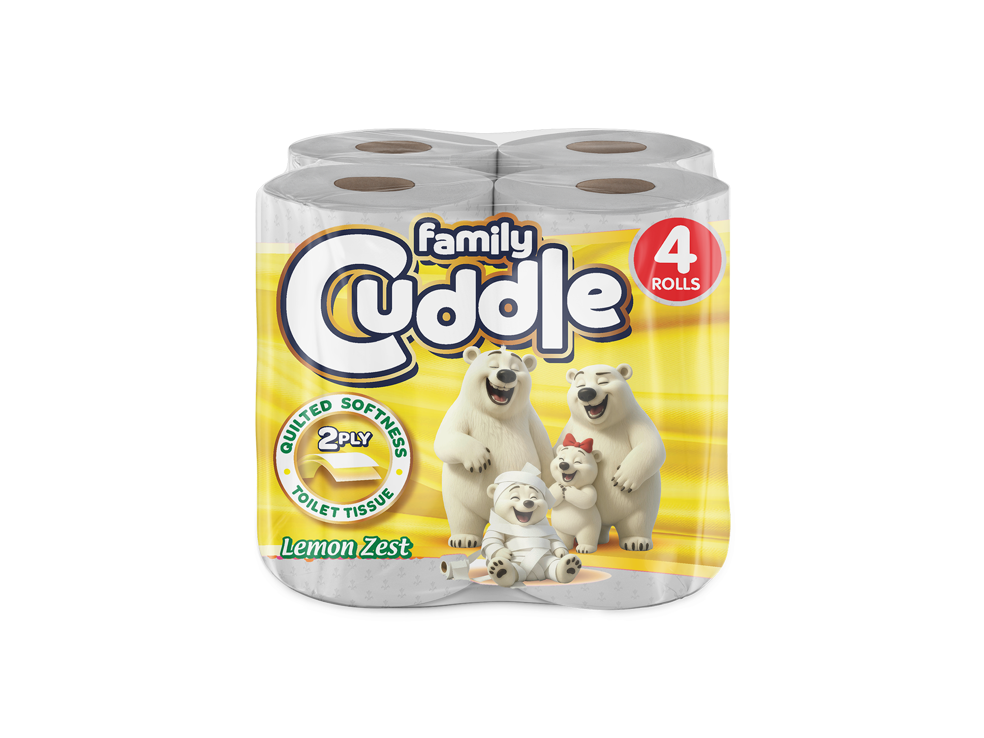 FAMILY CUDDLE 2PLY 4 PACK LEMON TOILET TISSUE