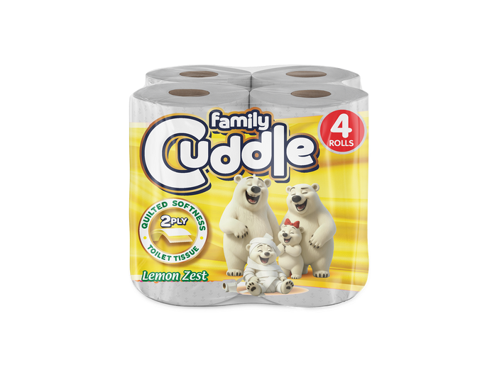 FAMILY CUDDLE 2PLY 4 PACK LEMON TOILET TISSUE