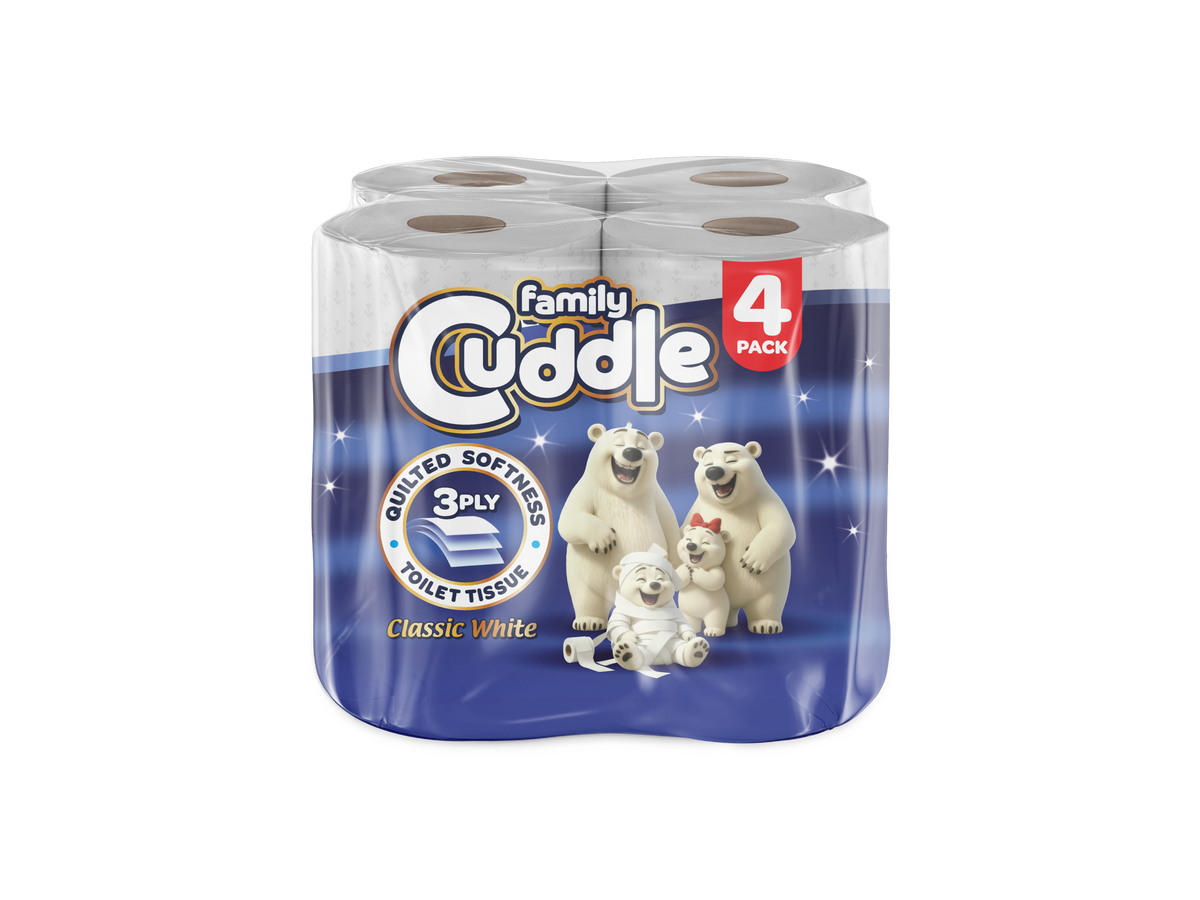 Cuddle Tissue FAMILY CUDDLE 3PLY 4 PACK CLASSIC TOILET TISSUE – Midland Tissue Company
