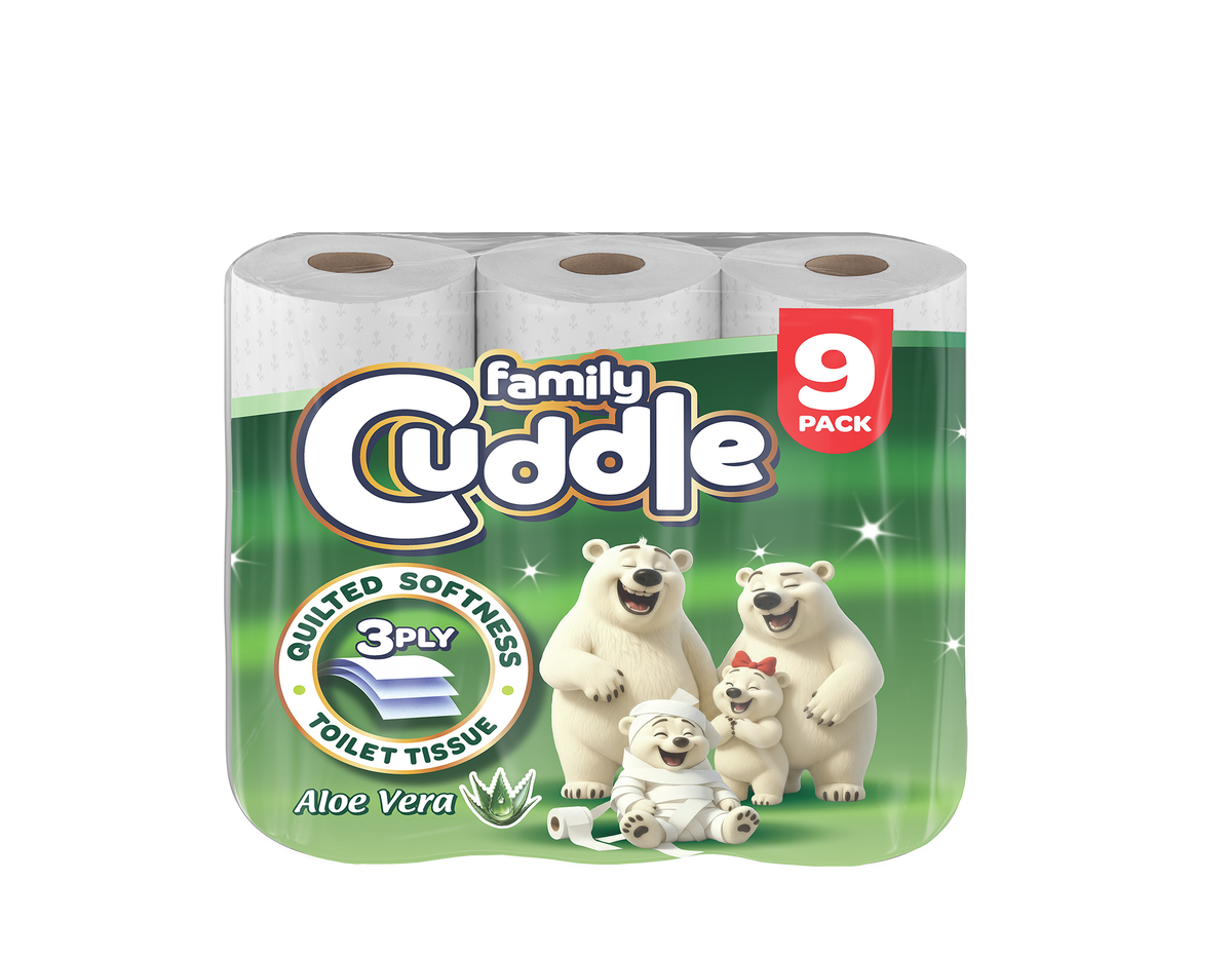 Cuddle Tissue FAMILY CUDDLE 3PLY 9 PACK ALOEVERA TOILET TISSUE – Midland Tissue Company