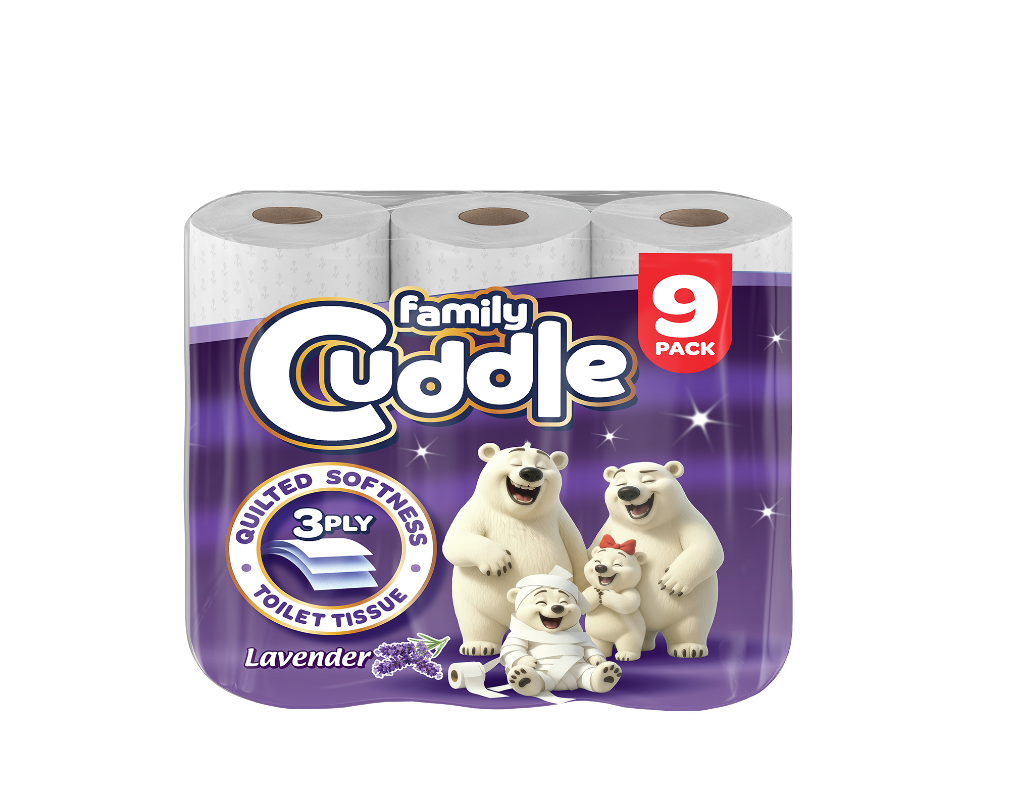 FAMILY CUDDLE 3PLY 9 PACK LAVENDER TOILET TISSUE