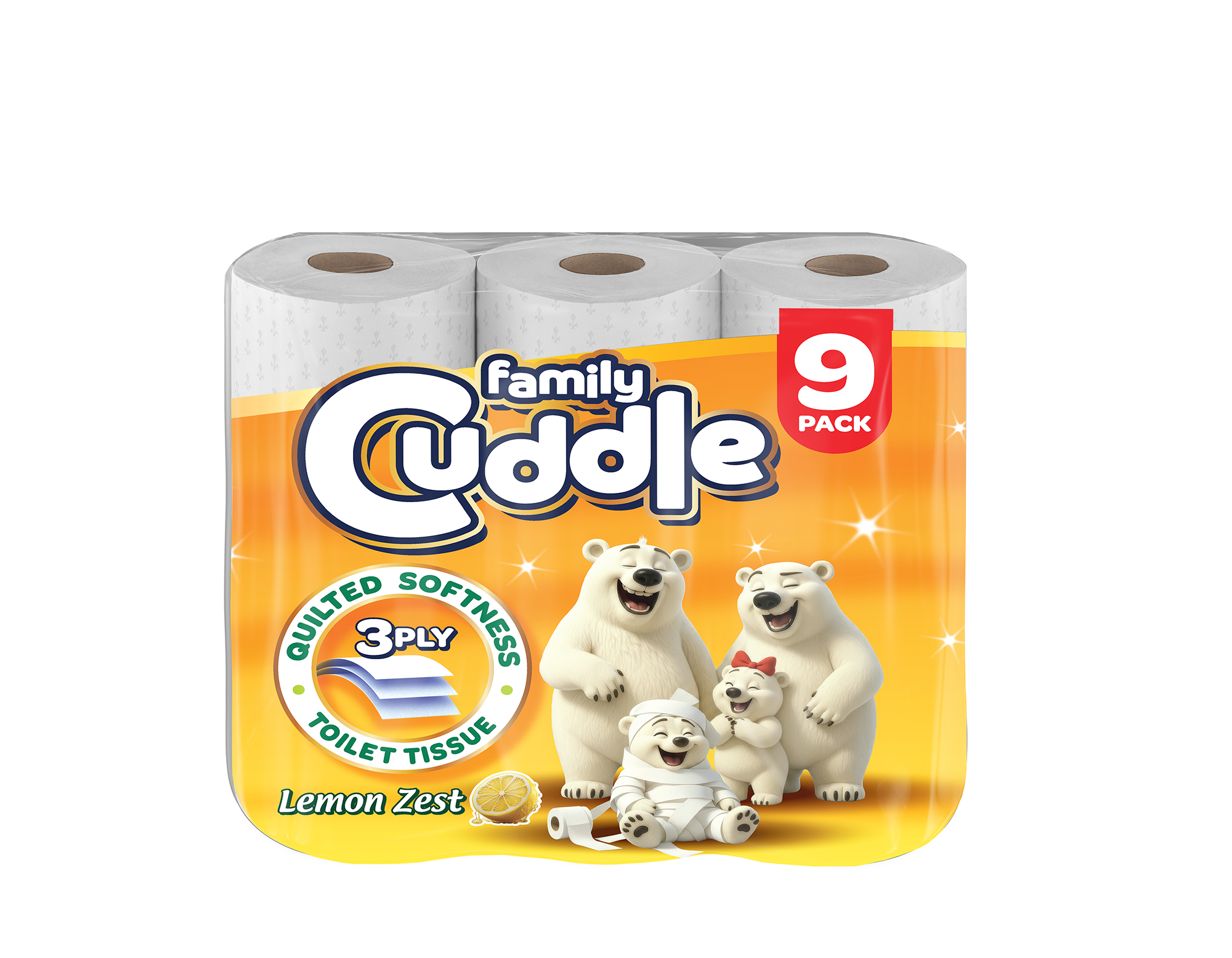 FAMILY CUDDLE 3PLY 9 PACK LEMON TOILET TISSUE