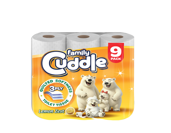 FAMILY CUDDLE 3PLY 9 PACK LEMON TOILET TISSUE