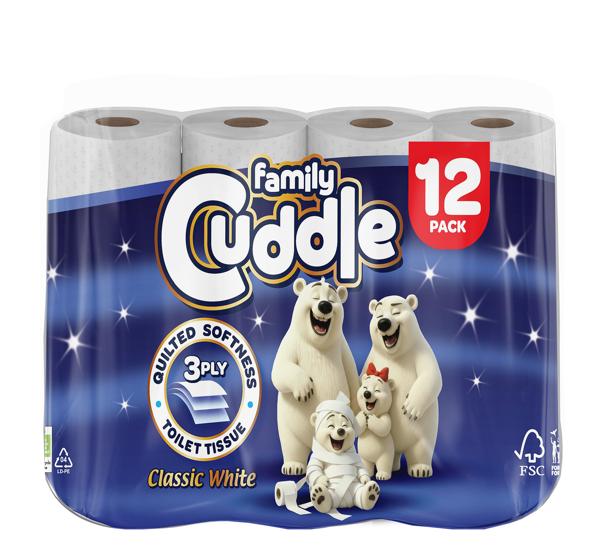 FAMILY CUDDLE 3PLY 12 PACK CLASSIC TOILET TISSUE